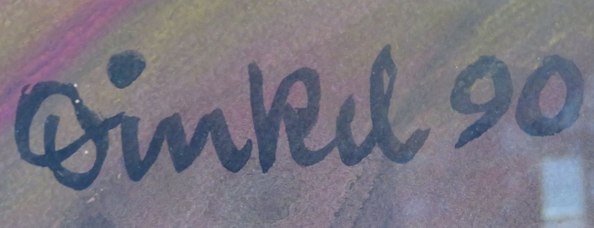 Dinkel, „Strommasten im Sonnenuntergang“, re.u.sign.u.dat. (19)90, Aquarell und Kreide, 38 x 44 cm, - Bild 2 aus 2