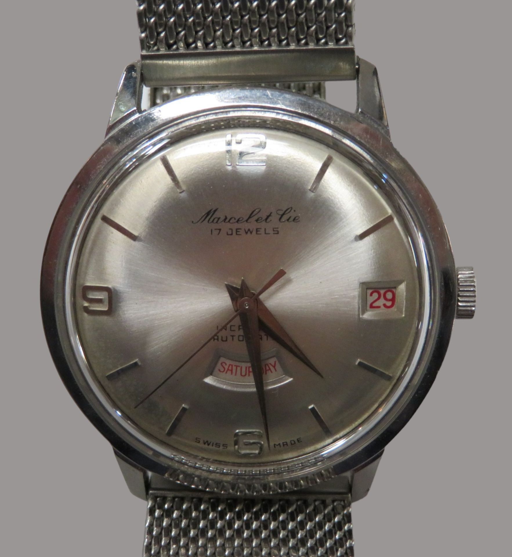 Vintage HAU, Schweiz, Marcel et Cie, 1950/60er Jahre, Day Date, Automatik, Armband von Longines, in