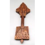 Koptisches Kreuz, Äthiopien, Holz fein geschnitzt, 34 x 11,5 x 3 cm.