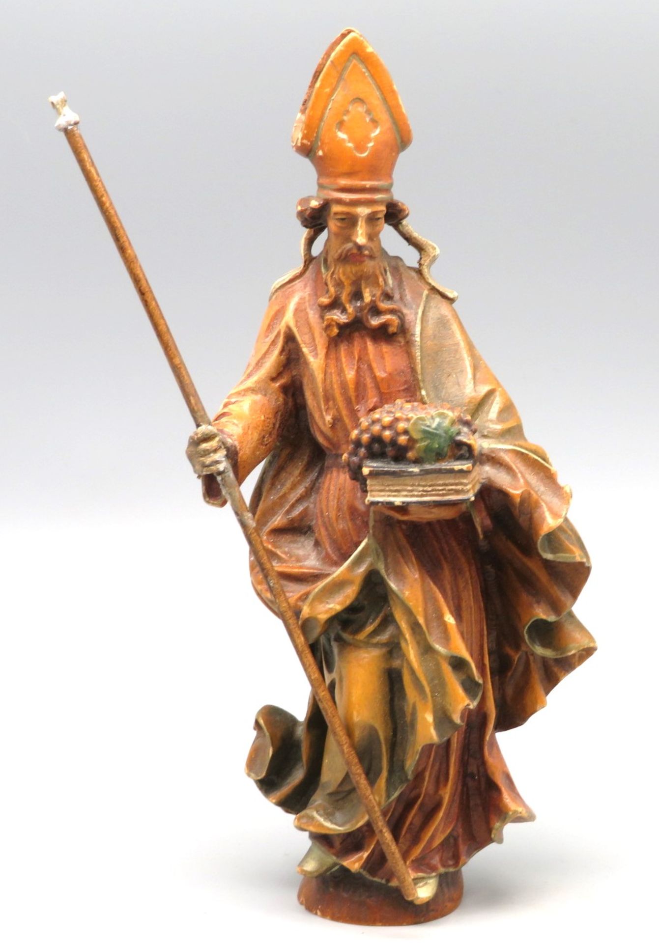 Statuette des Heiligen Urban, gem. "Eugen Langsel Oberammergau", Holz geschnitzt und farbig gefasst
