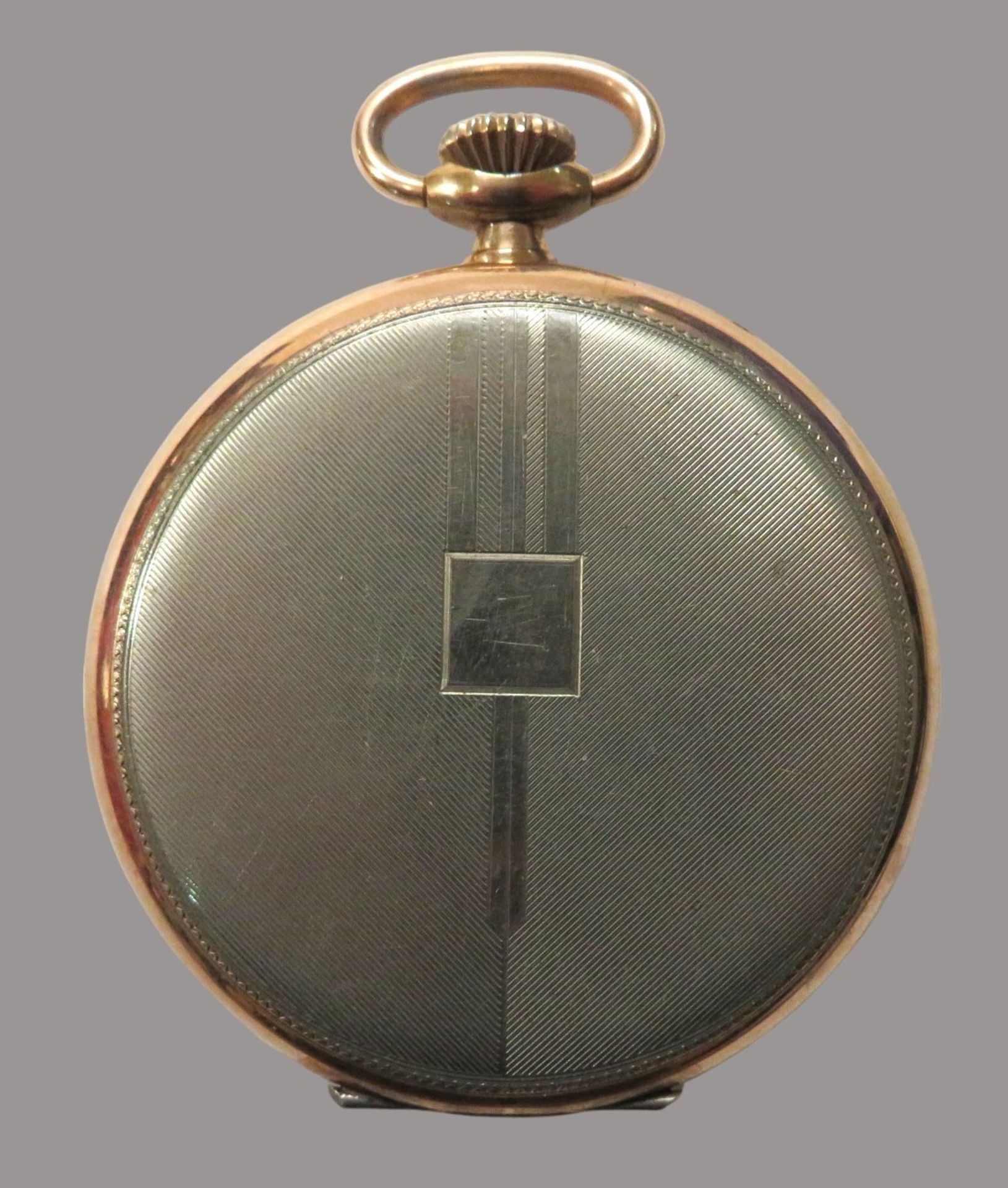 Taschenuhr, Junghans, um 1900, Gehäuse Stahl mit Teilvergoldung, Kronenaufzug, Gangfähigkeit nicht - Image 2 of 3