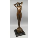 Philipo, bet. "Reveil" ("Stehender, weiblicher Akt"), Bronze, sign., schwarzer, getreppter Marmorso