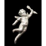 Dekorative Brosche mit figürlichem Amor, Silber 800/000, punziert, 15,7 g, 6 x 3,5 cm.