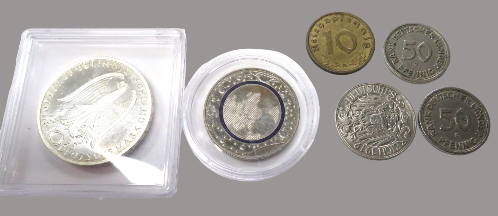 Konvolut von 6 diversen Münzen, Deutschland, 5€, 2016, Planet Erde, blauer Ring, Prägeanstalt D, VZ
