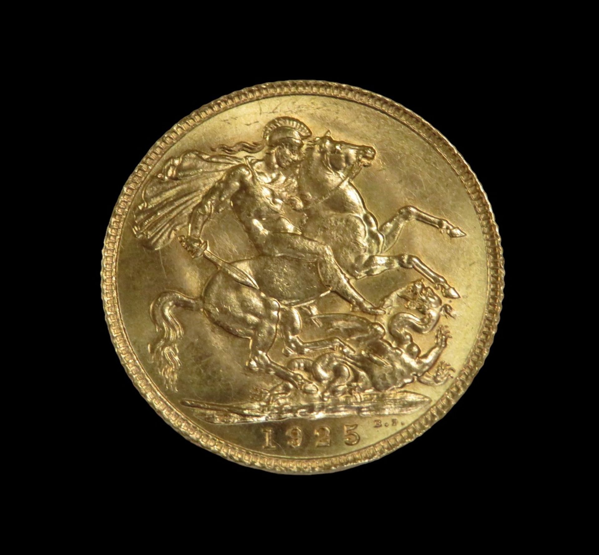 Goldmünze, 1 Pfund, Sovereign, George, 1925, Gold 916/000, 7,99 g, d 2,2 cm. - Image 2 of 2