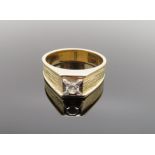 Vintage Herrenring, 1970er Jahre, Brillant, ca. 0,20 ct, TW VVSI, Gelbgold 585/000, punziert, 9,06 