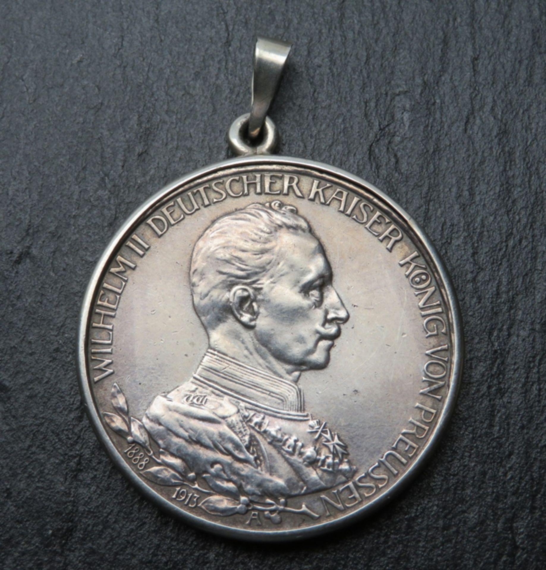 Historischer Münzanhänger von 1913, 3-Mark-Silbermünze, 18,3 g, Deutsches Reich von 1913 mit dem Po