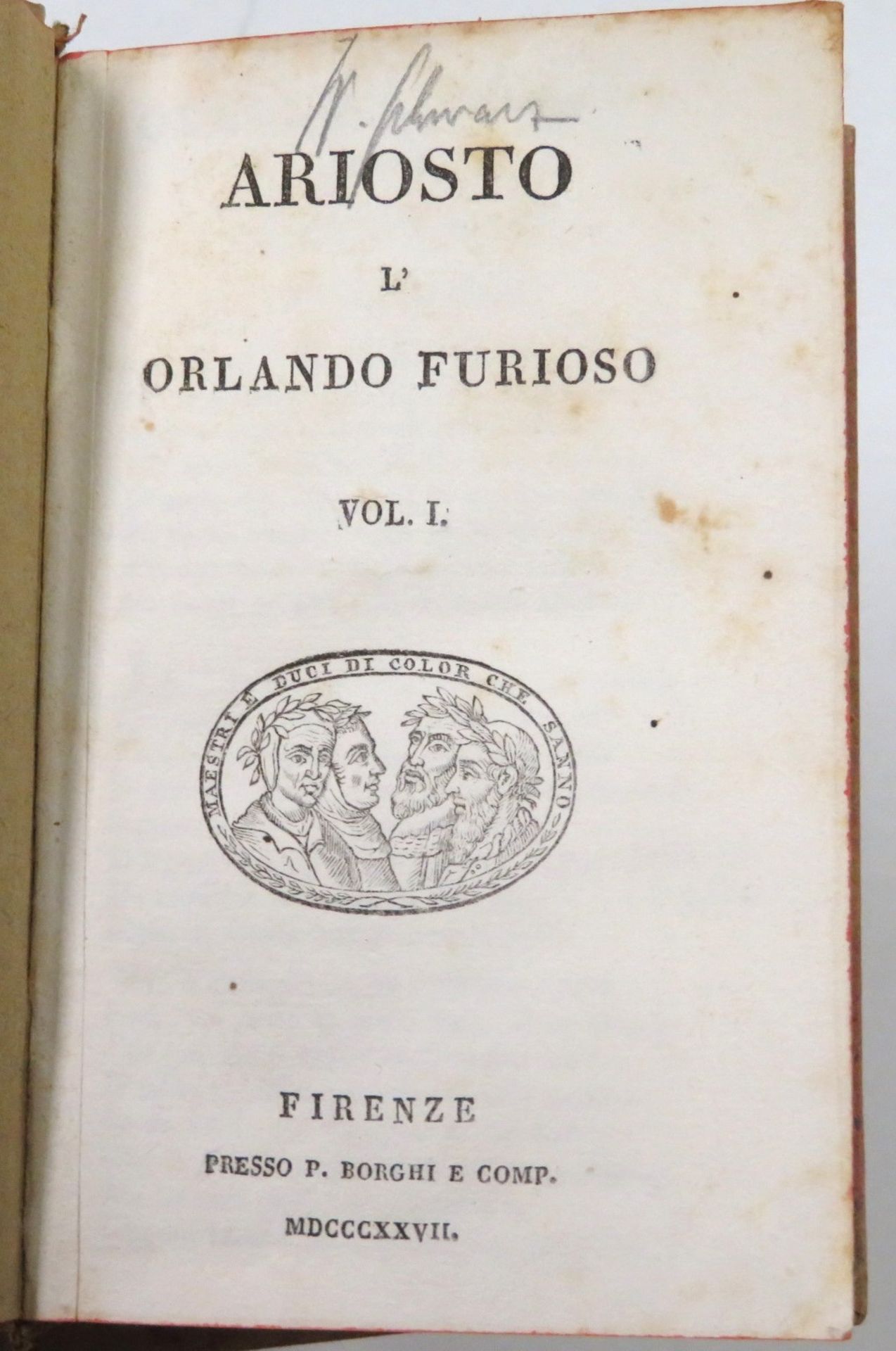 5 Bd., Ariosto: L'Orlando Furioso. Florenz 1827. Band 1 bis 5. - Bild 2 aus 2