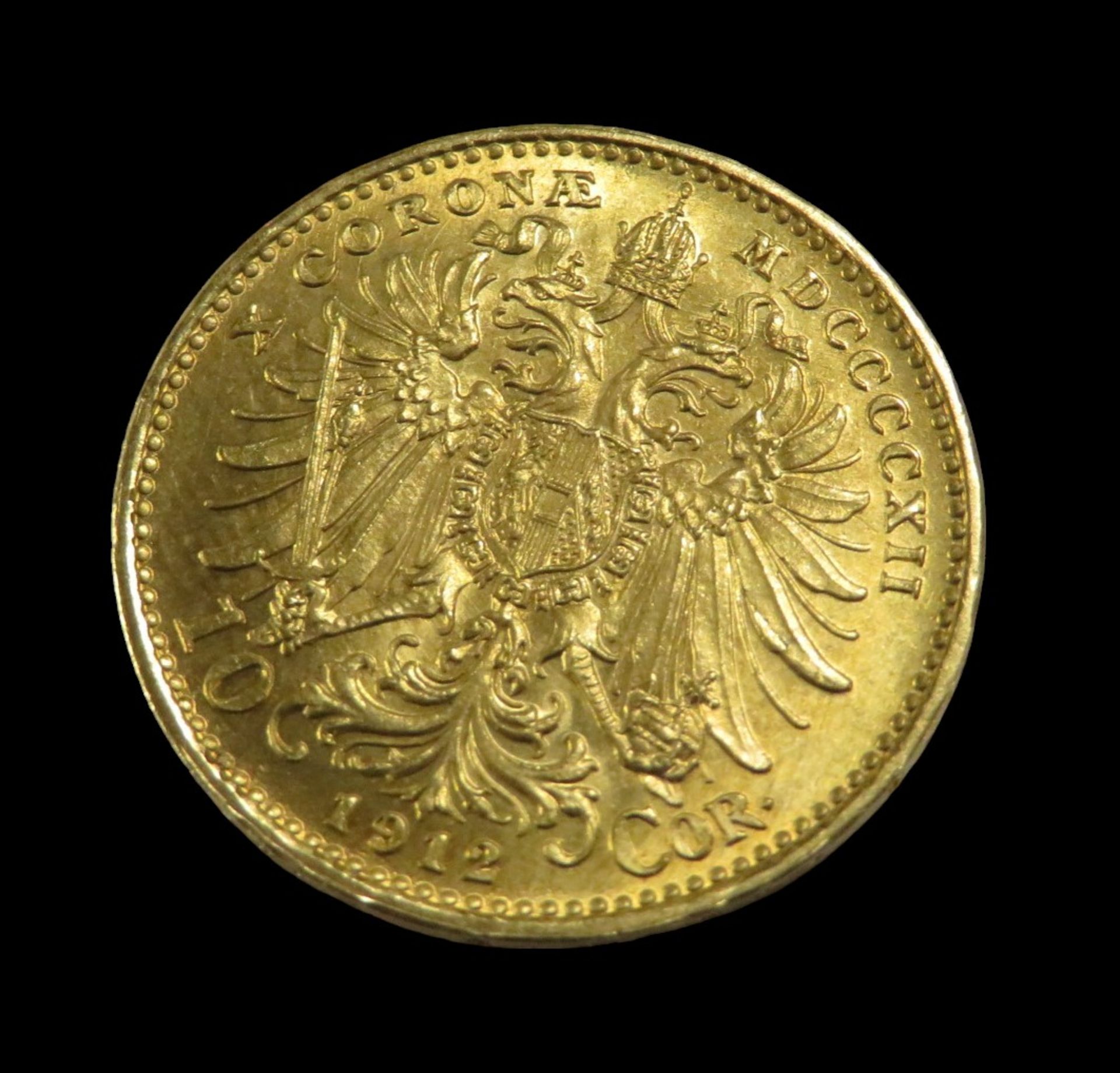 Goldmünze, Österreich, 10 Kronen, Franz Joseph I, 1912, Gold 900/000, 3,3 g, d 1,9 cm. - Bild 2 aus 2