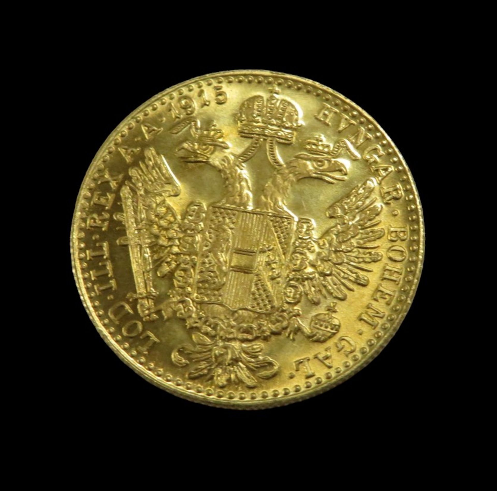 Goldmünze, Österreich, 1 Dukat, Kaiser Franz Joseph I, 1915, Gold 986/000, 3,5 g, d 1,97 cm. - Image 2 of 2