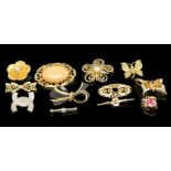 12 teiliges Konvolut diverser Vintage Broschen, hochwertiger Modeschmuck, u.a. mit facettiertem Bes