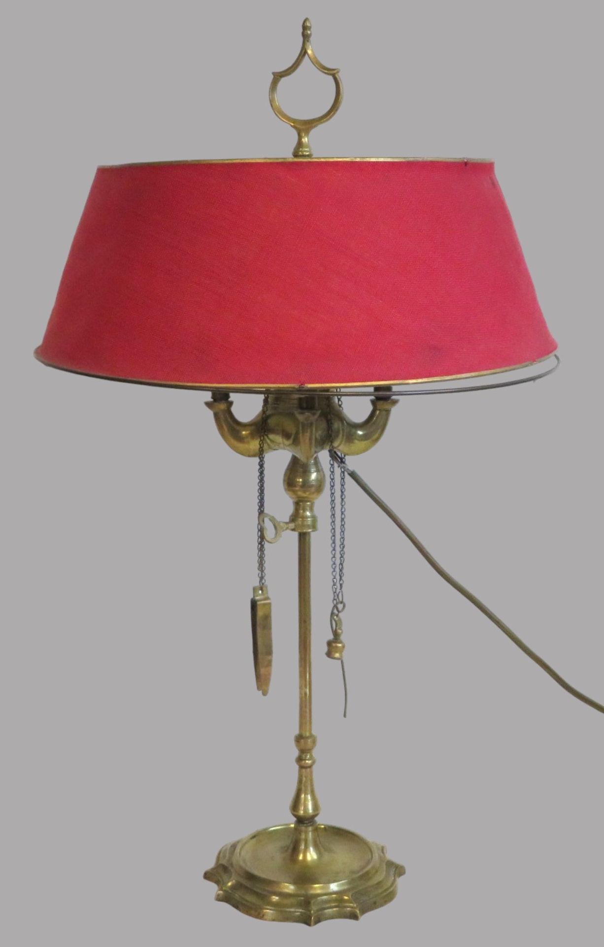 Tischlampe, 1. Hälfte 19. Jahrhundert, gefertigt aus einer antiken, venezianischen Öllampe, Messing