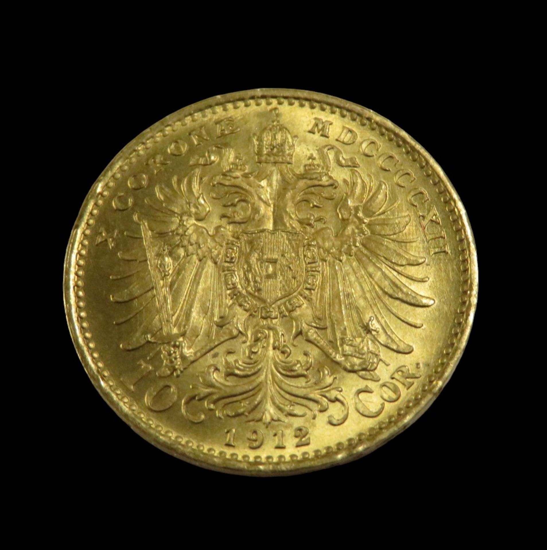 Goldmünze, Österreich, 10 Kronen, Franz Joseph I, 1912, Gold 900/000, 3,3 g, d 1,9 cm. - Image 2 of 2