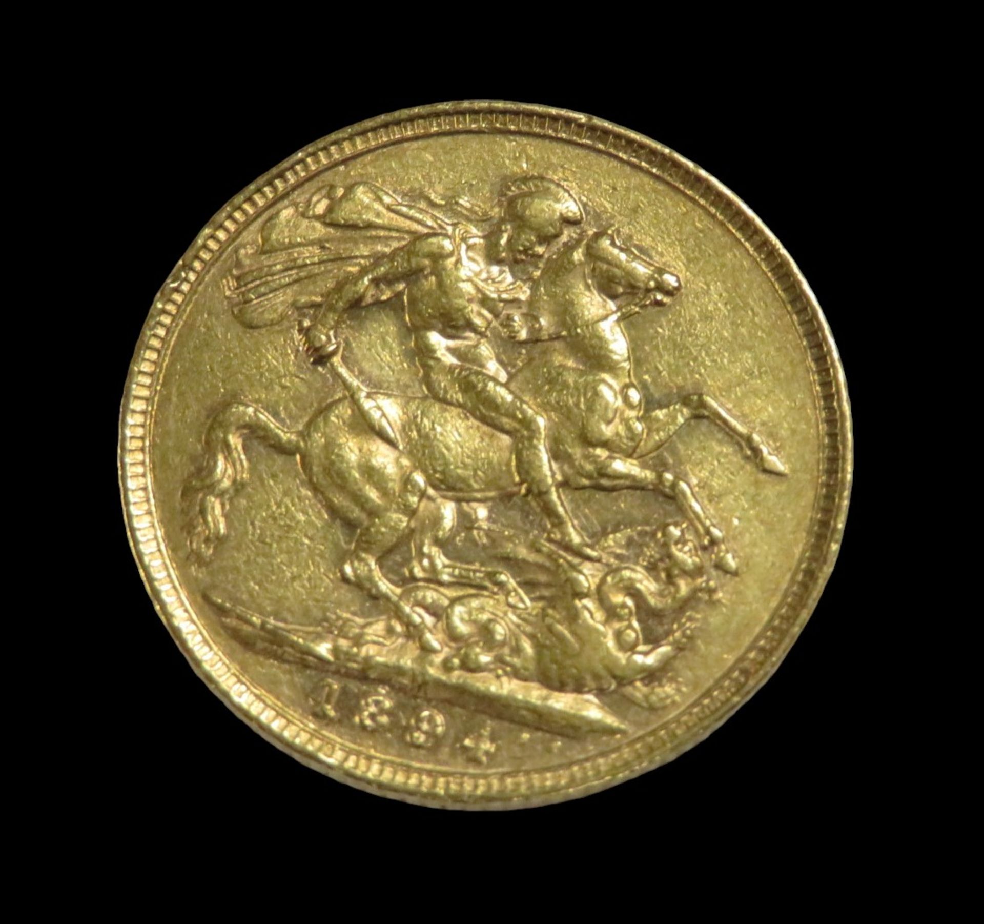 Goldmünze, 1 Pfund, Sovereign, Victoria, 1894, Gold 916/000, 7,99 g, d 2,2 cm. - Image 2 of 2