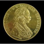 Goldmünze, 4 Dukaten, Österreich, Franz Joseph I, 1915, Gold 986/000, 13,96 g, d 3,95 cm.