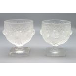 2 Vasen "Elisabeth", Lalique, Wingen-sur-Moder, Entwurf Marc Lalique, 1961, farbloses Kristallglas,