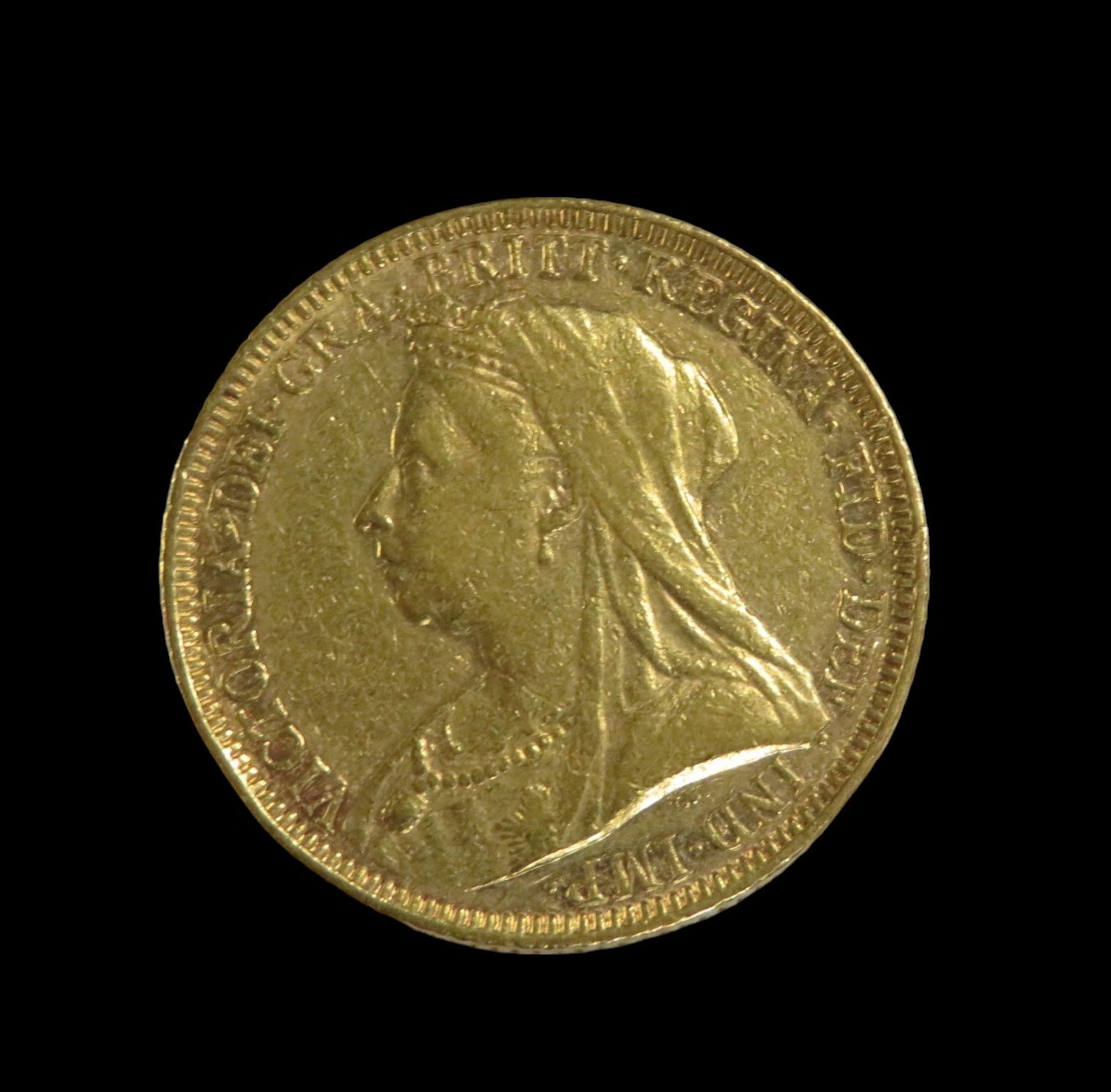 Goldmünze, 1 Pfund, Sovereign, Victoria, 1894, Gold 916/000, 7,99 g, d 2,2 cm.