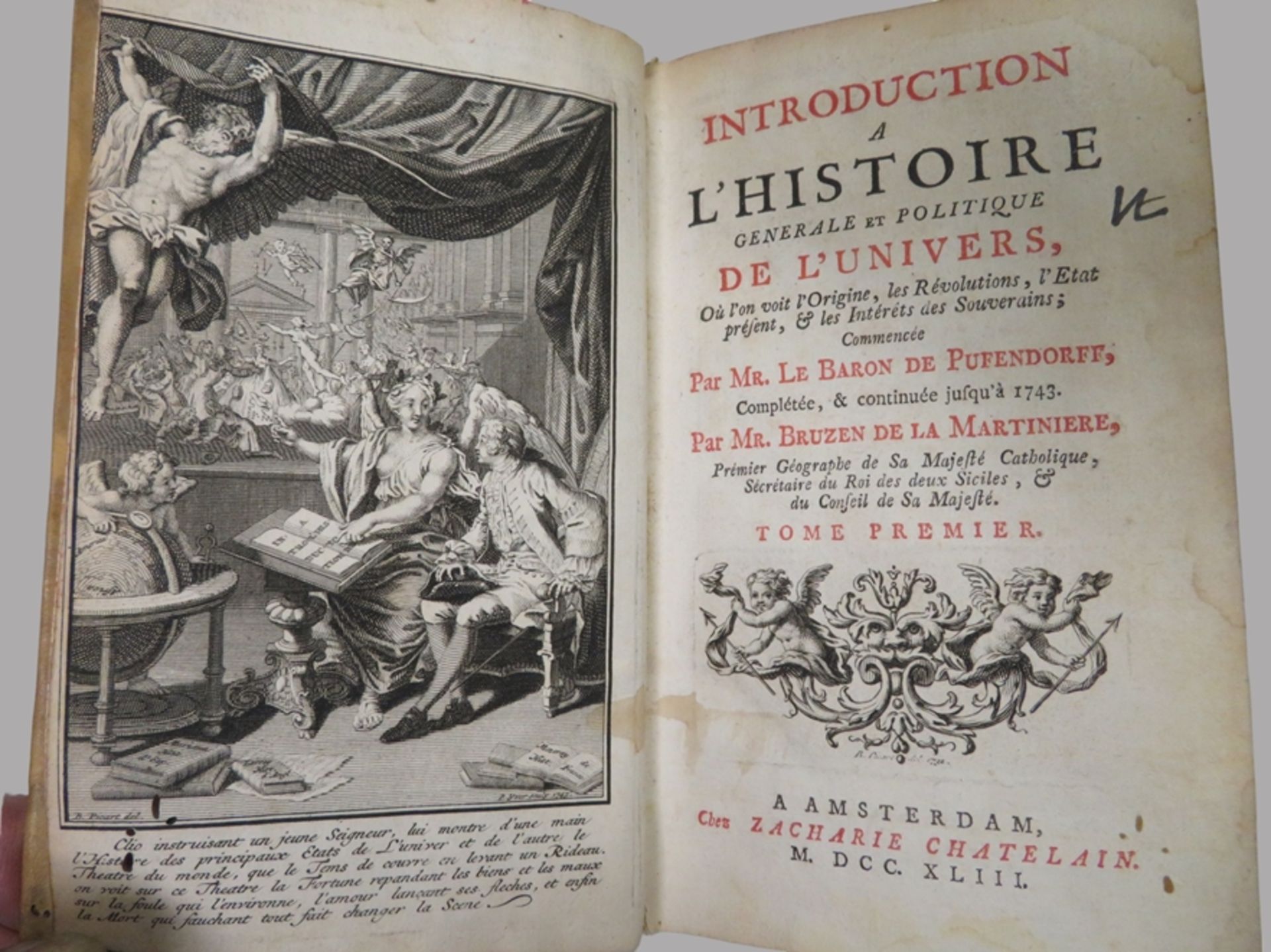 7 Bd., Pufendorf, Samuel Freiherr von/ Bruzen de La Martinière, Antoine Augustin: Introduction à l' - Bild 2 aus 8