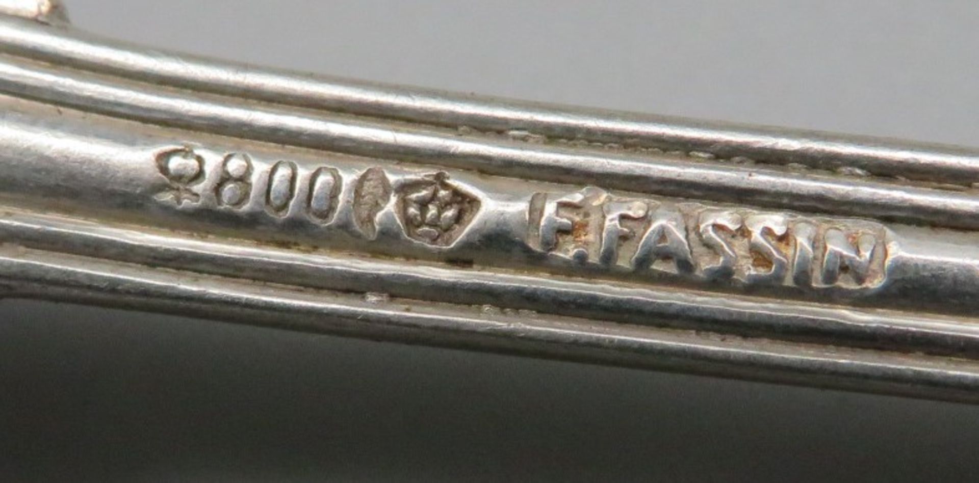 Abendbrotbesteck, Augsburger Fadenmuster, um 1900, 6 teilig für 3 Personen, Messer mit Monogrammgra - Bild 2 aus 2