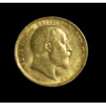Goldmünze, 1 Pfund, Sovereign, Edward VII, 1905, Gold 916/000, 7,99 g, d 2,2 cm.