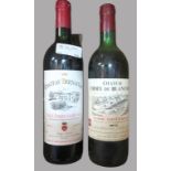 2 diverse Flaschen Rotwein, Château Croix de Blanchon, 1975, Lussac- St. Emilion, G. David/Château 