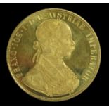 Goldmünze, 4 Dukaten, Österreich, Franz Joseph I, 1915, Gold 986/000, 13,96 g, d 3,95 cm.