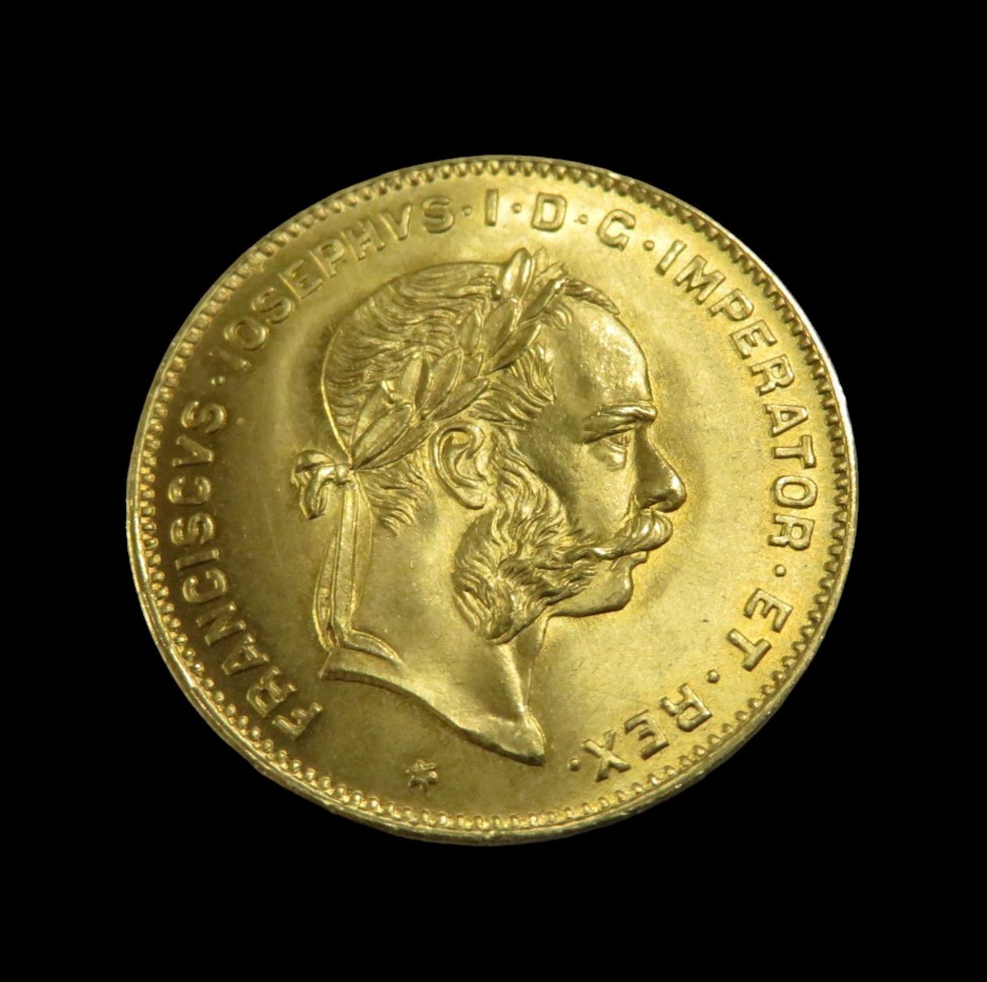 Goldmünze, Österreich, 4 Florin/Goldgulden, Franz Joseph I, 1892, Gold 900/000, 3,23 g, d 1,9 cm.