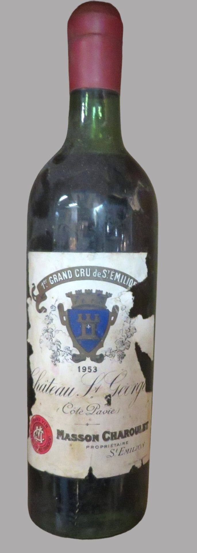 Flasche Rotwein, 1er Grand Cru de St. Emilion, Château St. Georges, 1953, Masson Charoulet.