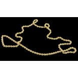 Lange Kordelkette, Gelbgold 333/000, punziert, 15,27 g, l 75,5 cm, b 0,3 cm.