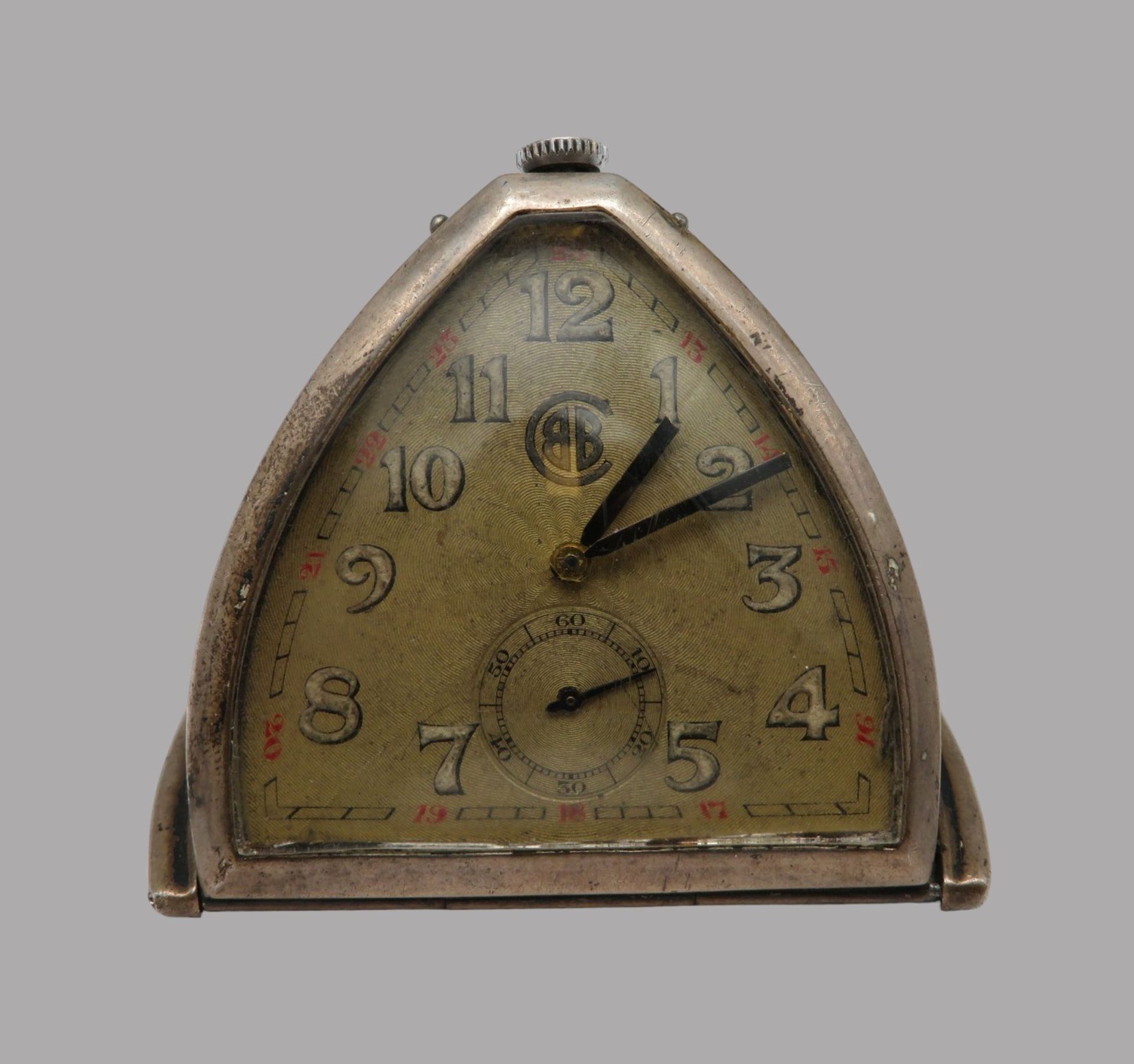 Reiseuhr, Jugendstil, um 1900, gem. "BB", Gehäuse Silber 935/000, punziert, Kronenaufzug, 5,5 x 5,2