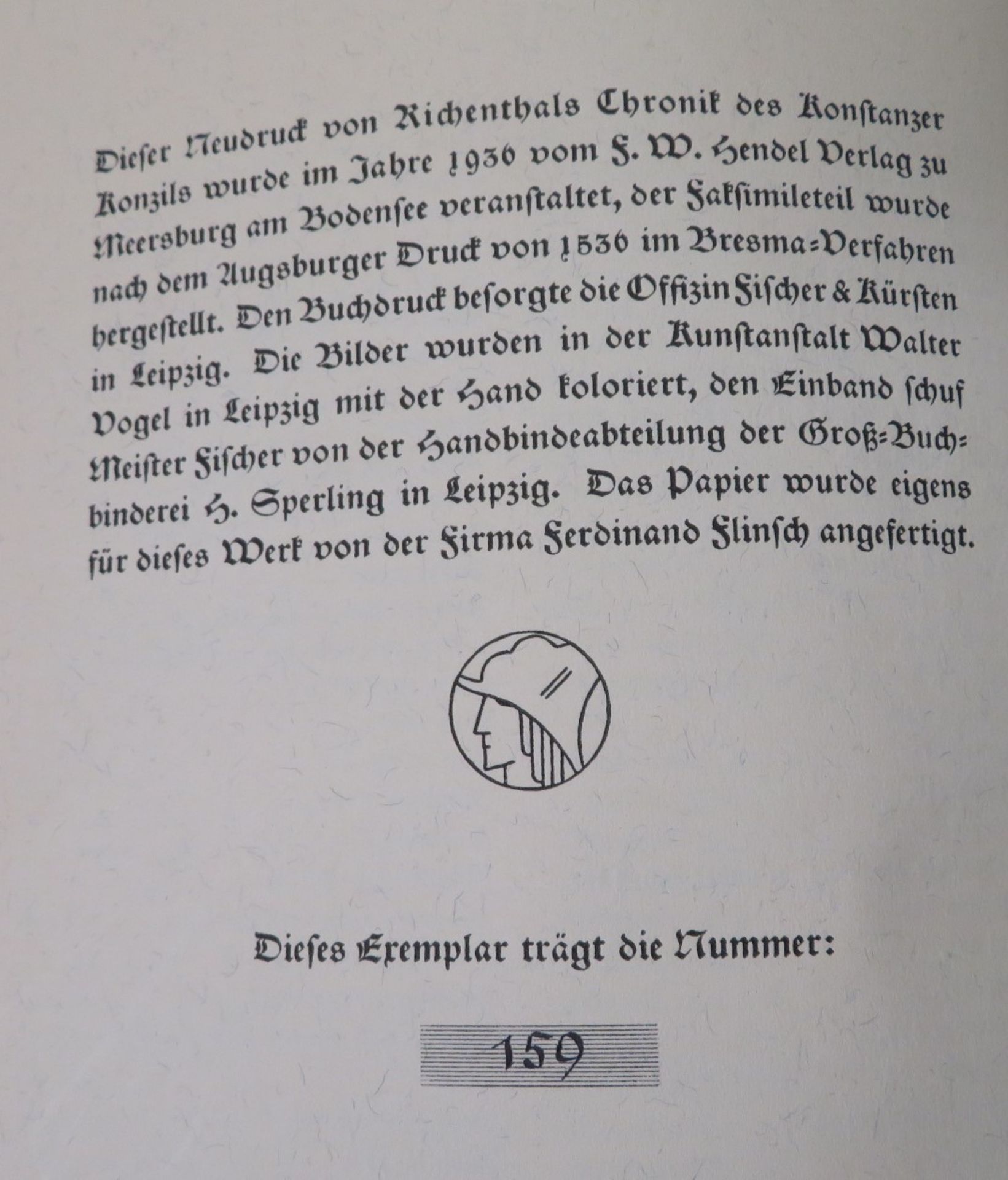 Bd., Richenthal, Ulrich von: Das Conciliums ... zu Constanz gehalten. Faksimile-Ausgabe nach der Au - Image 2 of 3