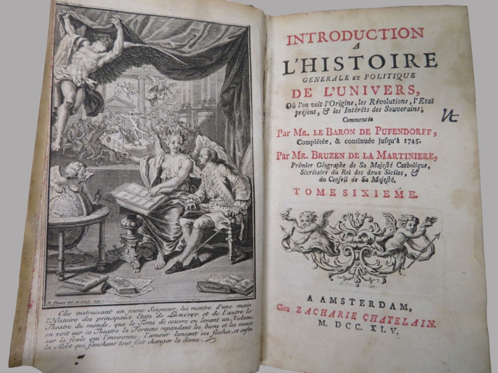 7 Bd., Pufendorf, Samuel Freiherr von/ Bruzen de La Martinière, Antoine Augustin: Introduction à l' - Bild 6 aus 8