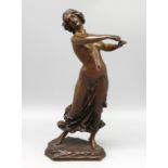 Hamburger, E., Bildhauer, um 1900, Tanzender, weiblicher Halbakt, Bronze, naturalistisch gestaltete