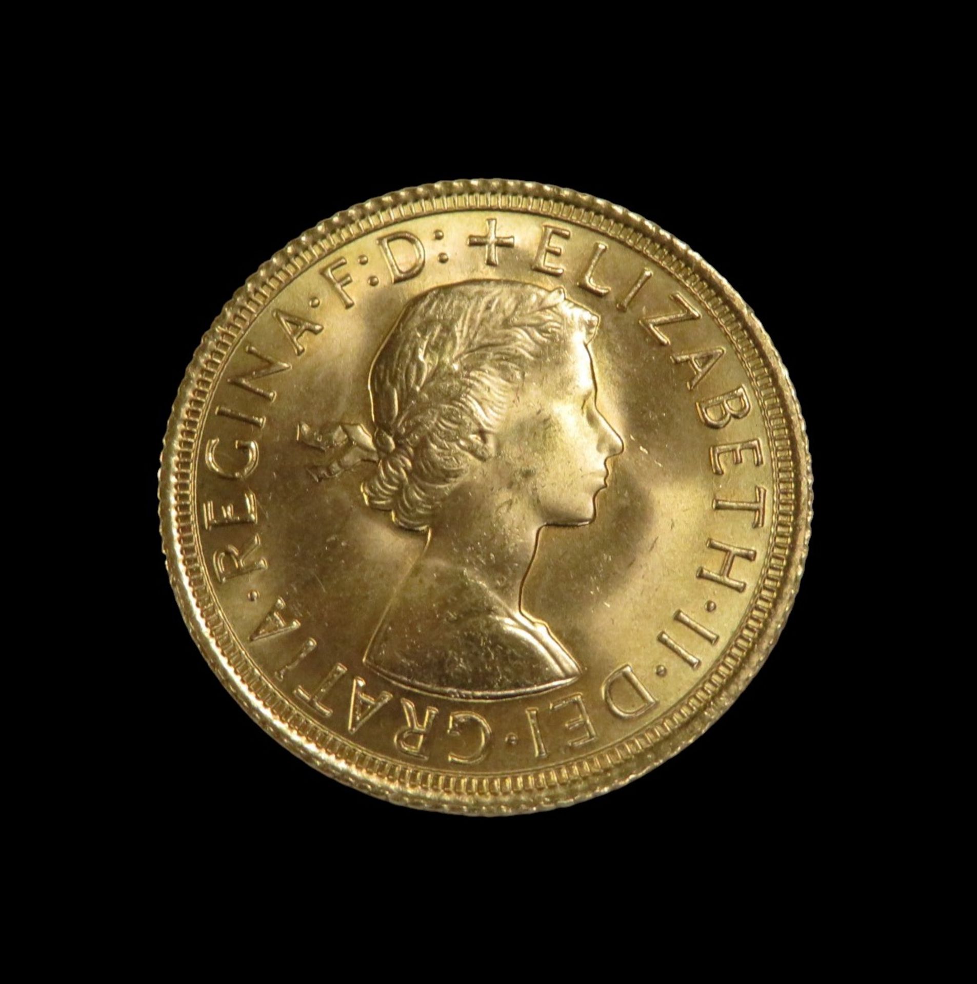 Goldmünze, 1 Pfund, Sovereign, Elizabeth II, 1968, Gold 916/000, 7,99 g, d 2,2 cm.