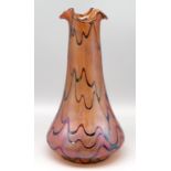 Jugendstil Vase, wohl Wilhelm Kralik Sohn/Eleonorenhain, um 1900, farbloses Glas mit fast vollfläch