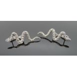 Paar aparter Ohrhänger, 2 schlängelnde Schlangen, Markasitbesatz, Silber 925/000, punziert, l 4,4 c