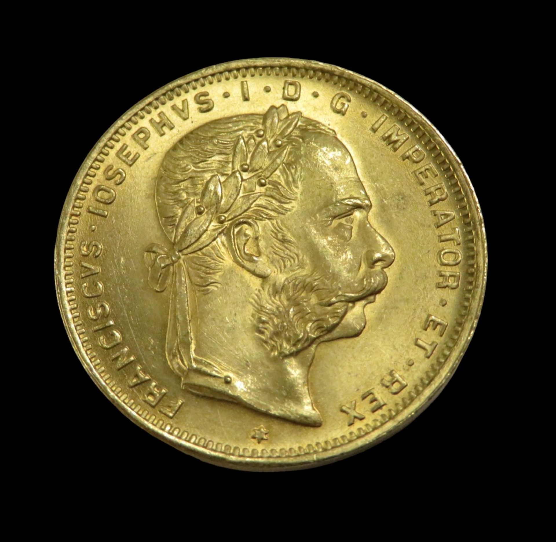 Goldmünze, Österreich, 8 Florin/20 Gulden, Franz Joseph I, 1892, Gold 900/000, 6,4 g, d 2,1 cm.