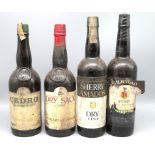 7 diverse Flaschen Sherry namhafter Marken, u.a. Portugal und Spanen, um 1980, u.a. Sandeman, Felic