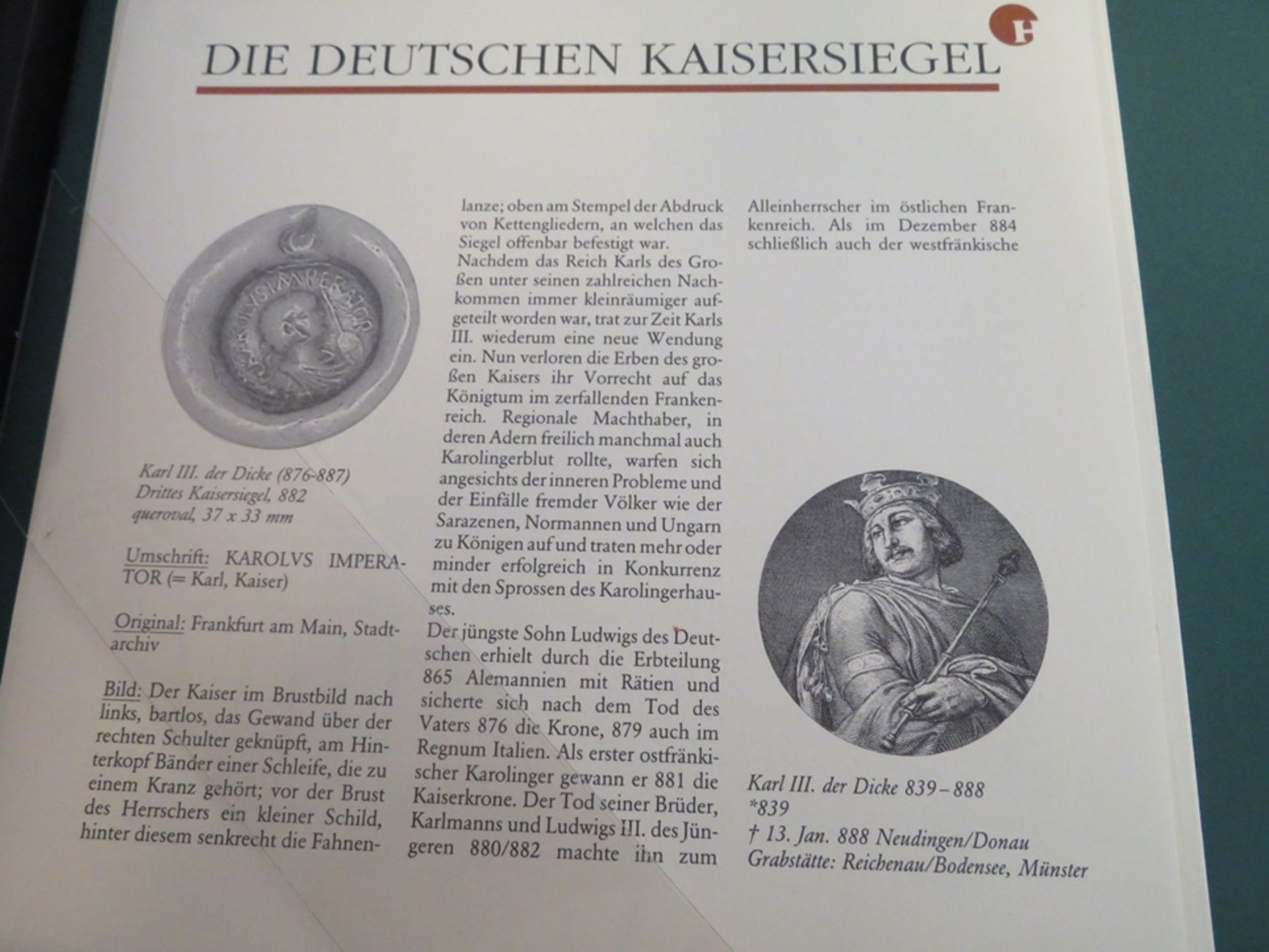 Die deutschen Kaisersiegel, 70 Original-Wachsabdrücke, Historia Verlag Freiburg, in 6 Kassetten. - Image 4 of 4