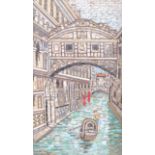 Mosaikbild, Italien, um 1900, "Venezianische Kanalansicht", 13,5 x 8 cm, R. [27 x 21,5 cm]