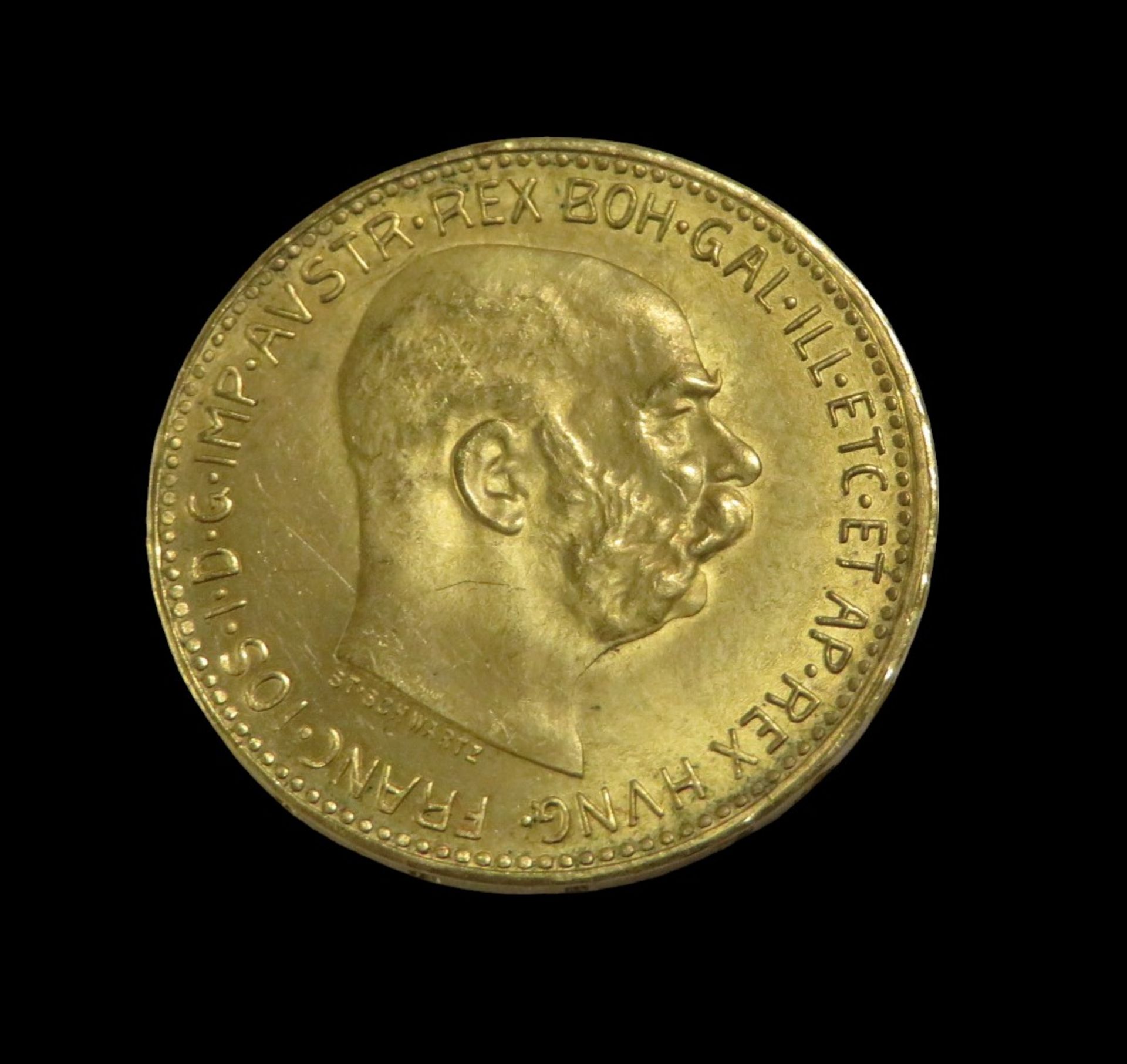 Goldmünze, Österreich, 20 Kronen, Franz Joseph I, 1915, Gold 900/000, 6,7 g, d 2,1 cm.