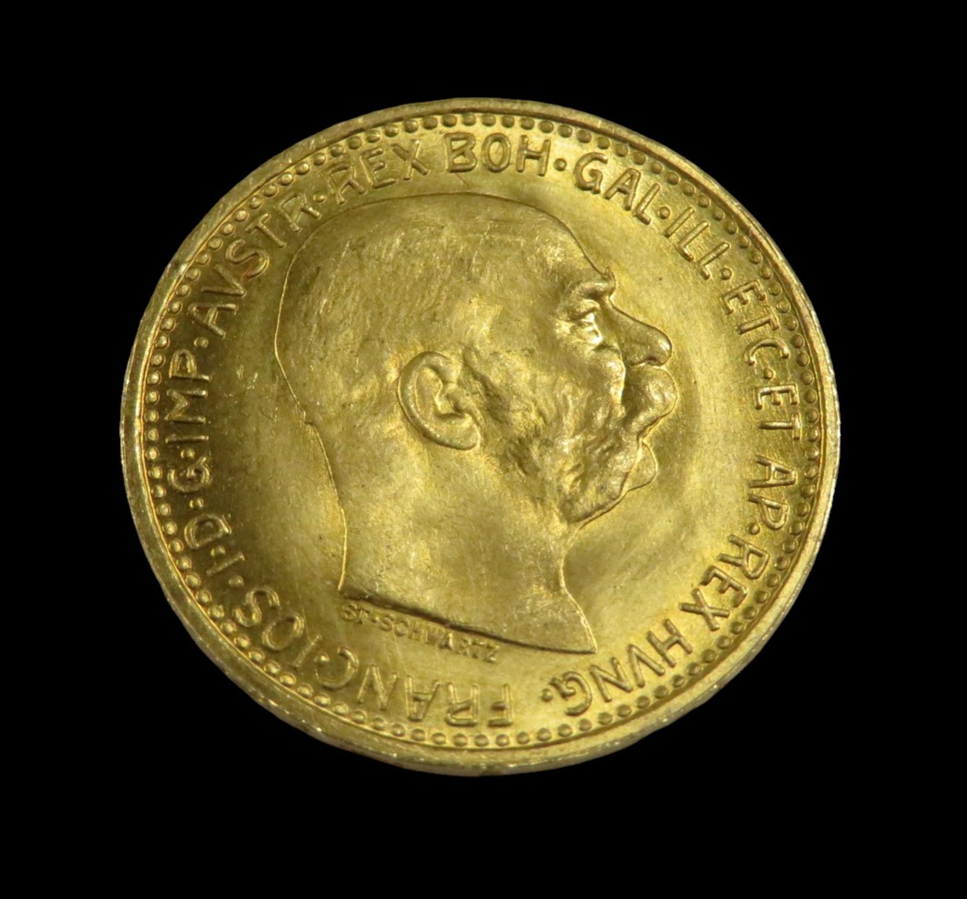 Goldmünze, Österreich, 10 Kronen, Franz Joseph I, 1912, Gold 900/000, 3,3 g, d 1,9 cm.