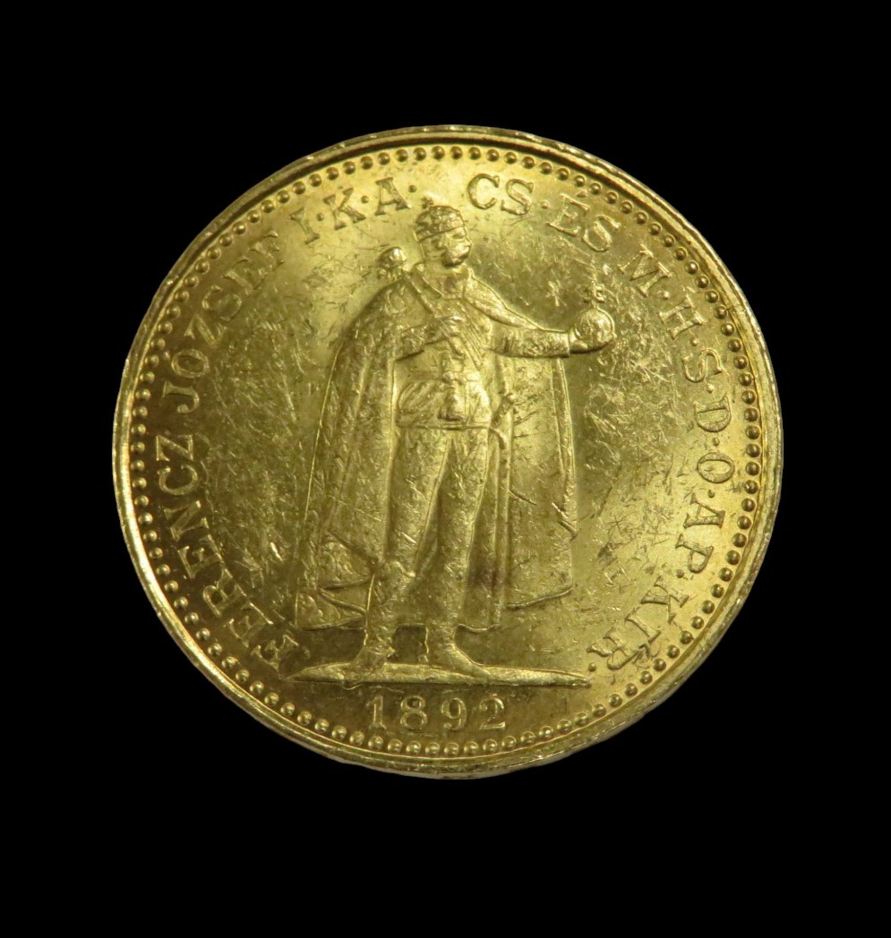 Goldmünze, Ungarn, 20 Korona, 1892, Gold 900/000, 7,0 g, d 1,95 cm.