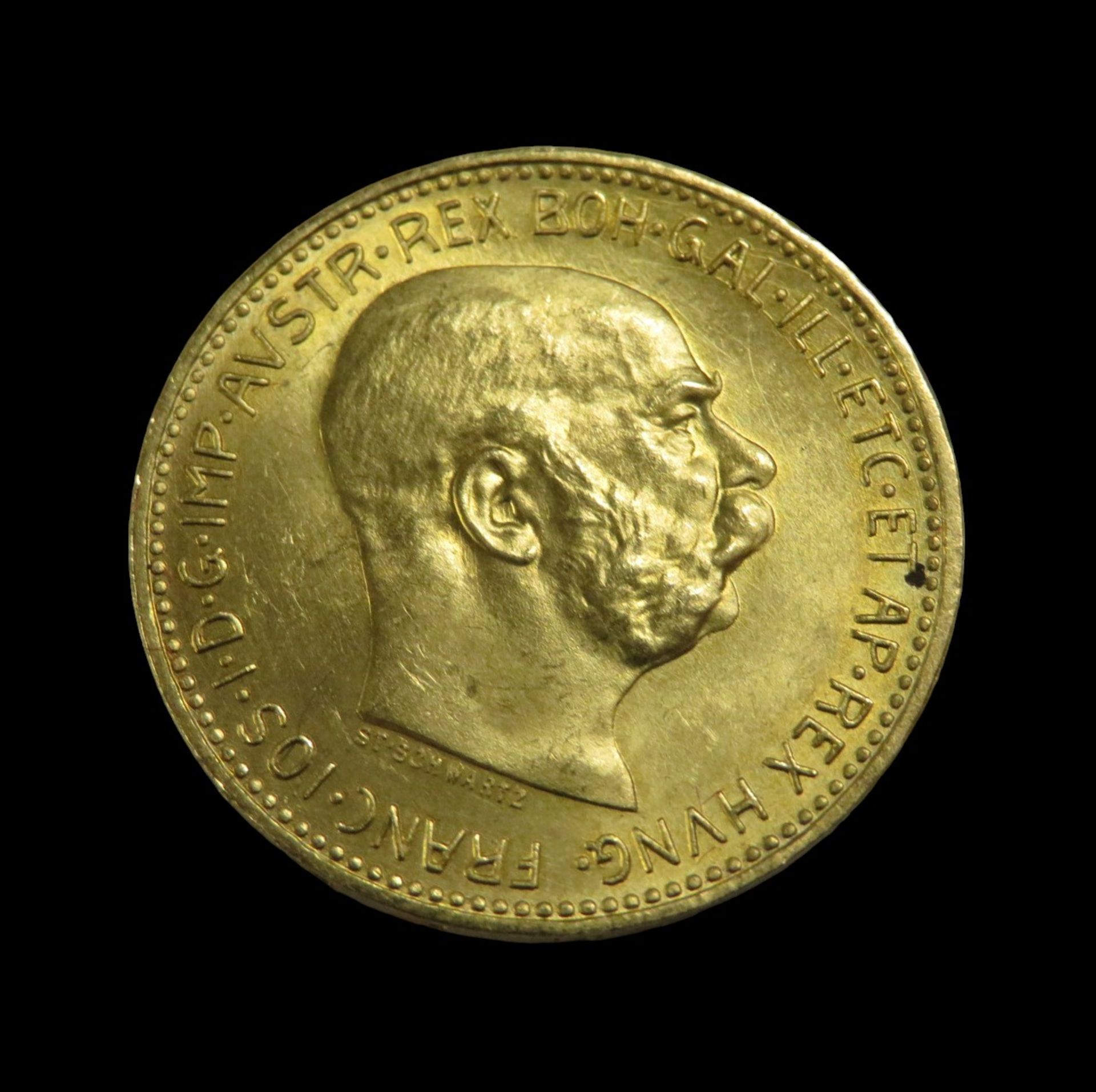 Goldmünze, Österreich, 20 Kronen, Franz Joseph I, 1915, Gold 900/000, 6,7 g, d 2,1 cm.