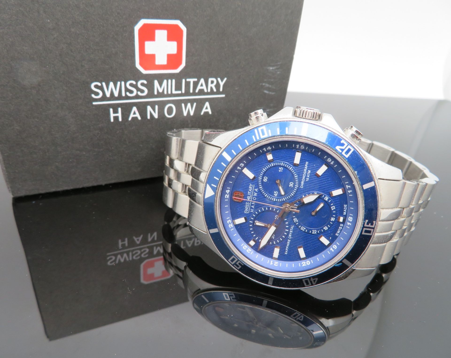 HAU/Chronograph, Swiss Military, Hanowa, BJ 2015, Gehäuse und Band Edelstahl, Quarzwerk, min. Gebra