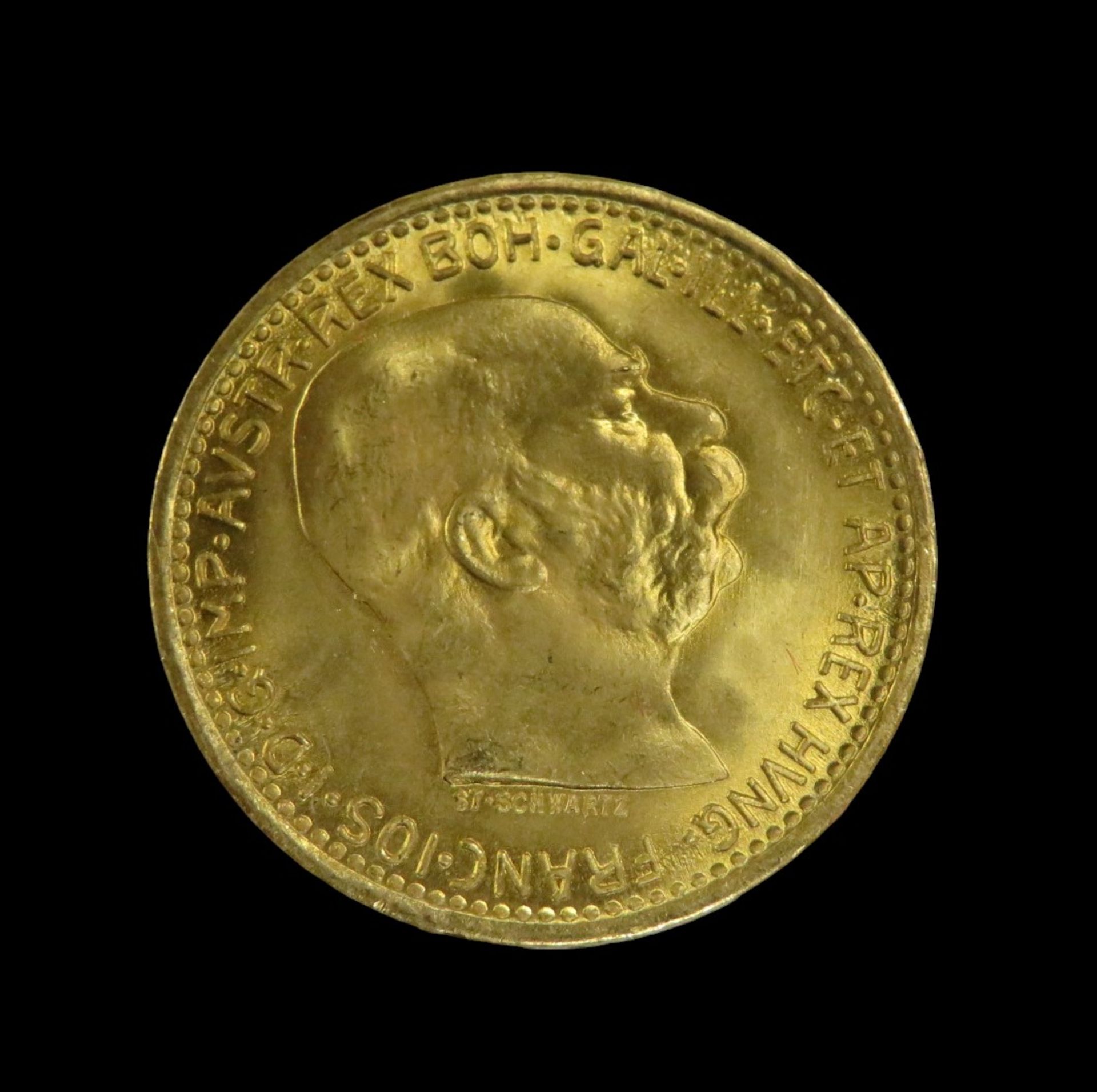 Goldmünze, Österreich, 10 Kronen, Franz Joseph I, 1912, Gold 900/000, 3,3 g, d 1,9 cm.