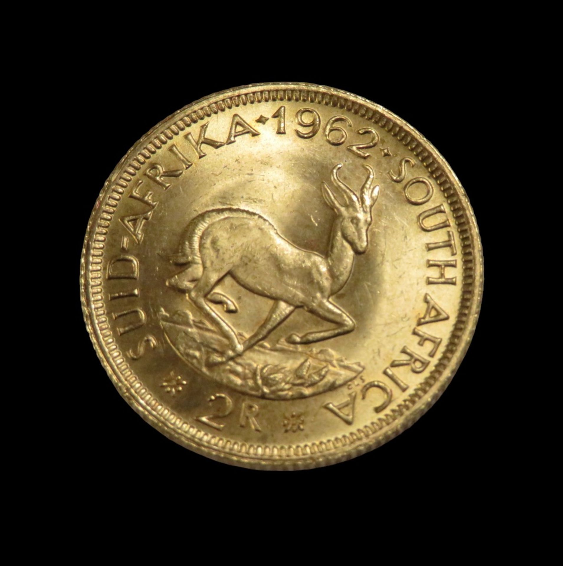 Goldmünze, 2 Rand, Südafrika, 1962, 916,7/000, 8 g, d 2,2 cm.