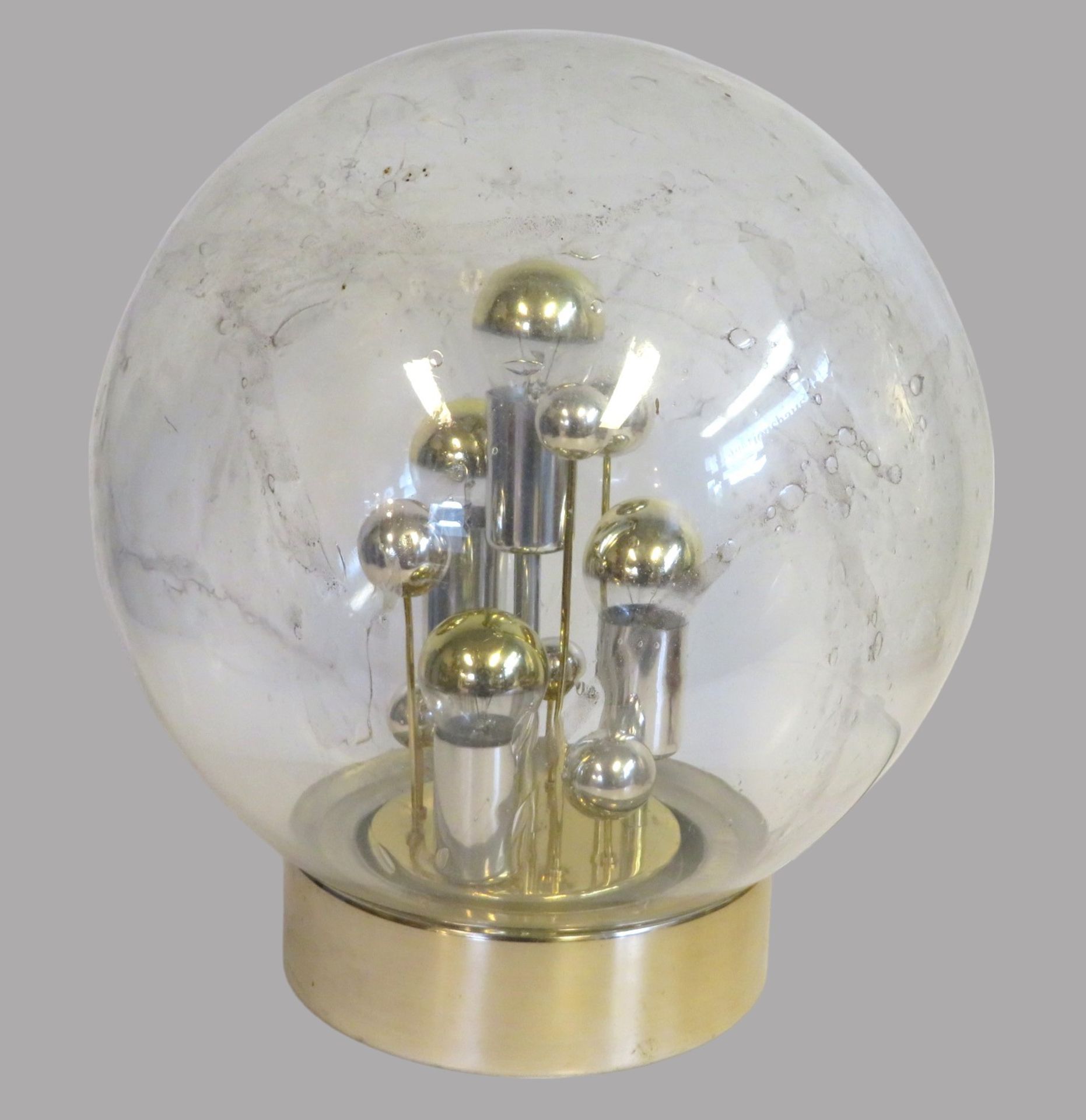 Space Age Sputnik Tischlampe, Doria, 1970er Jahre, große Glasglocke aus Murano Kristallglas, 4-flam