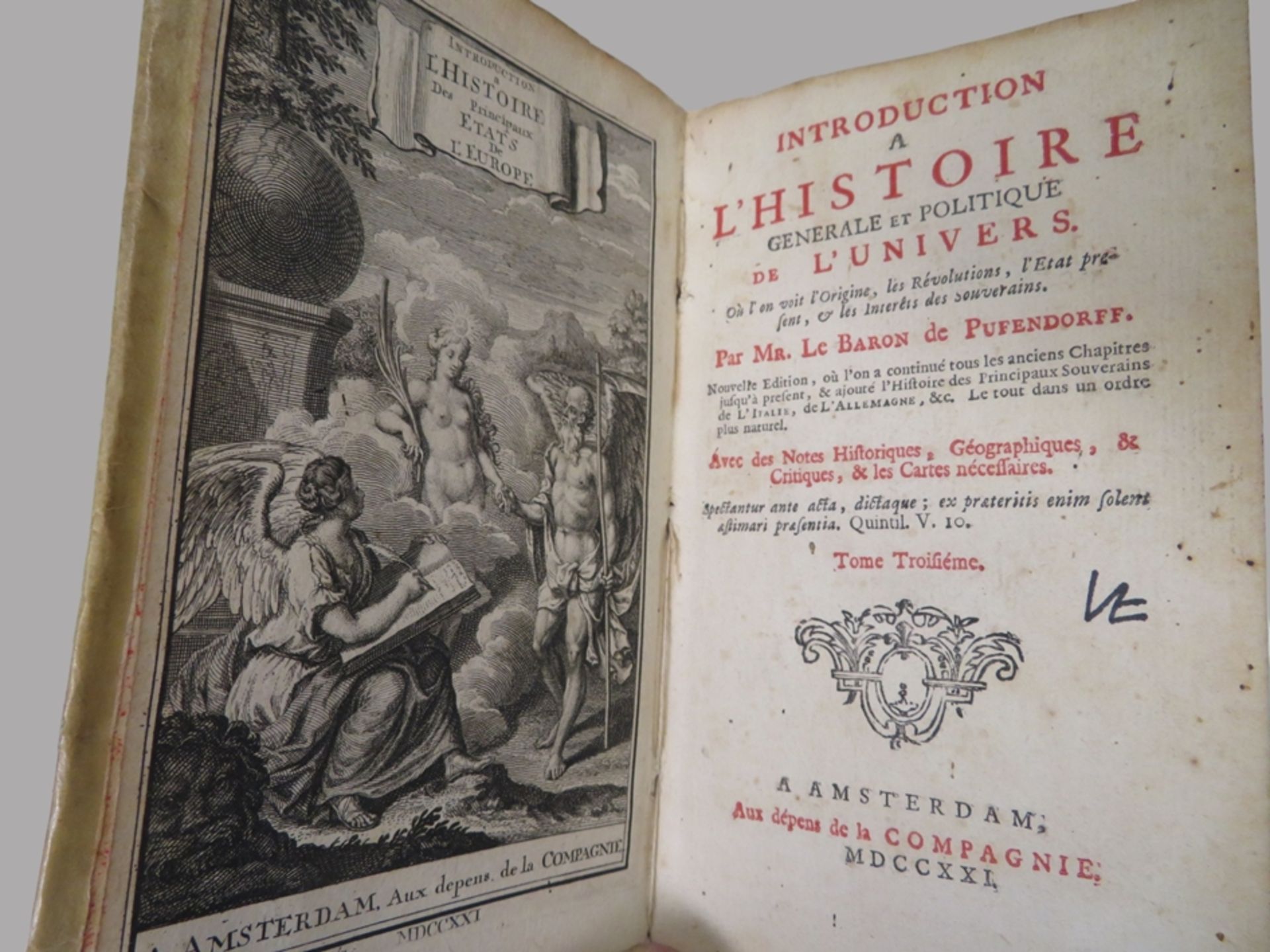 7 Bd., Pufendorf, Samuel Freiherr von/ Bruzen de La Martinière, Antoine Augustin: Introduction à l' - Bild 3 aus 8