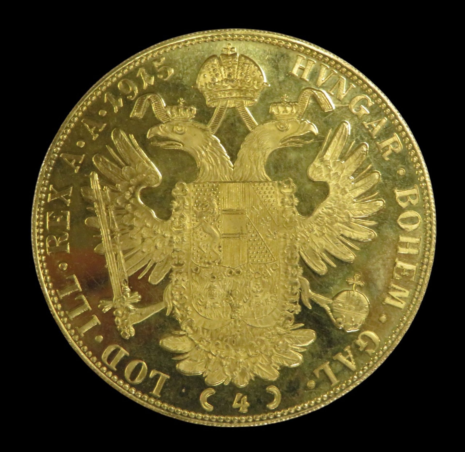 Goldmünze, 4 Dukaten, Österreich, Franz Joseph I, 1915, Gold 986/000, 13,96 g, d 3,95 cm. - Bild 2 aus 2